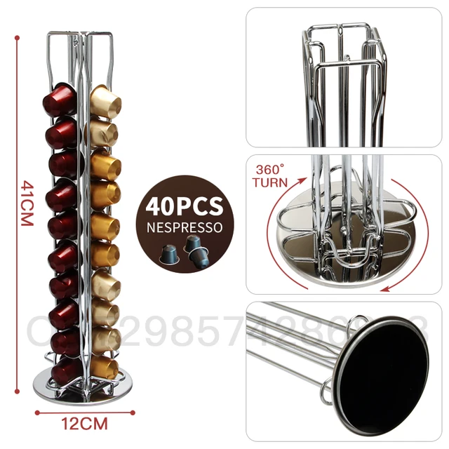 Best Price Revolving Rotating 40 Capsules Coffee Pod Holder Tower Stand Stainless Steel Rack For Nespresso HN3003 Ship From Russian 