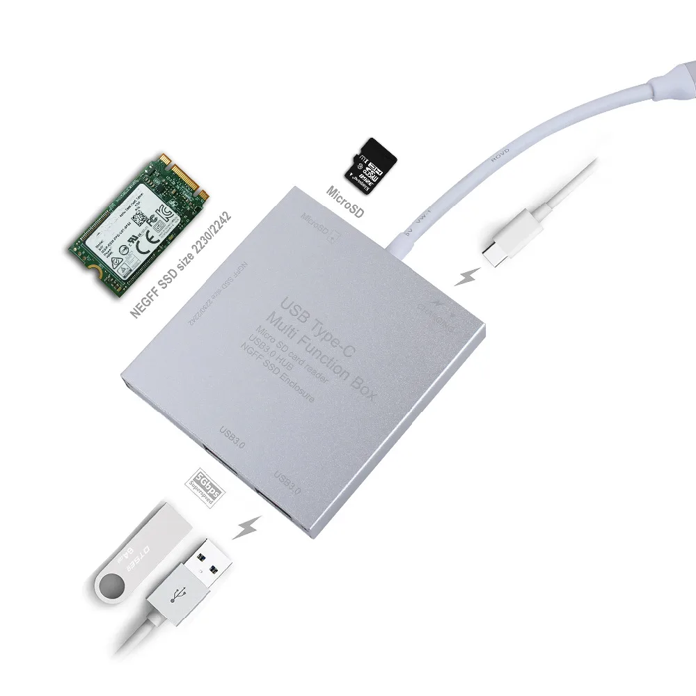  Neue Art-c mobile festplatte box usb3.0 Hub reader PD lade funktion ngff SSD drive speed bei 10 Gbp