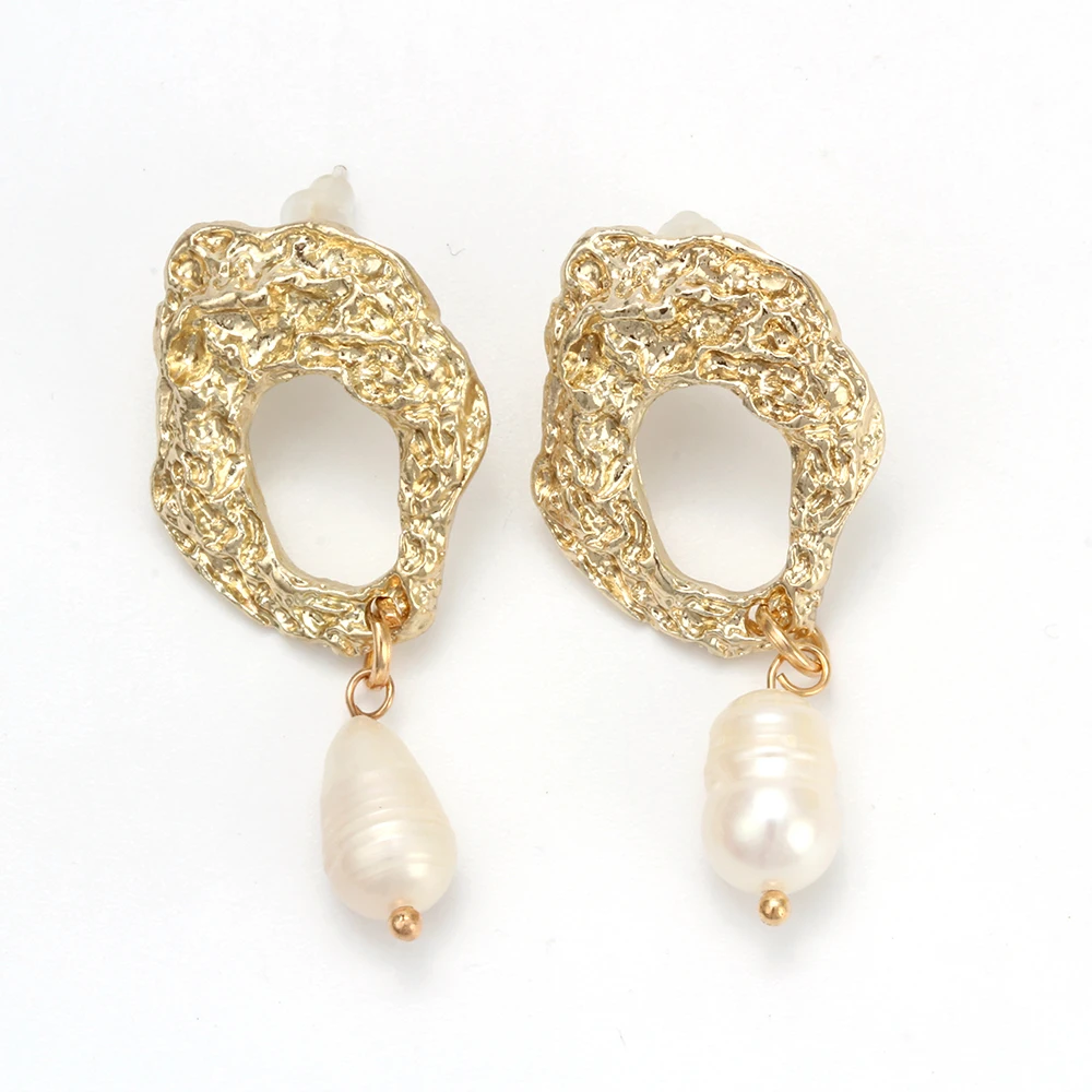 

Fashion Pearl Earrings For Women Gold Color Geometric Statement Earring 2019 Metal Earing Hanging Trendy Jewelry Girls Gift