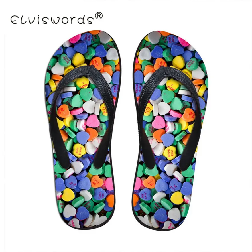 

ELVISWORD Fashion Candy Color Rubber Slippers for Women Summer Beach Water Shoe Comfortable Soft Bottom Sandals Flats