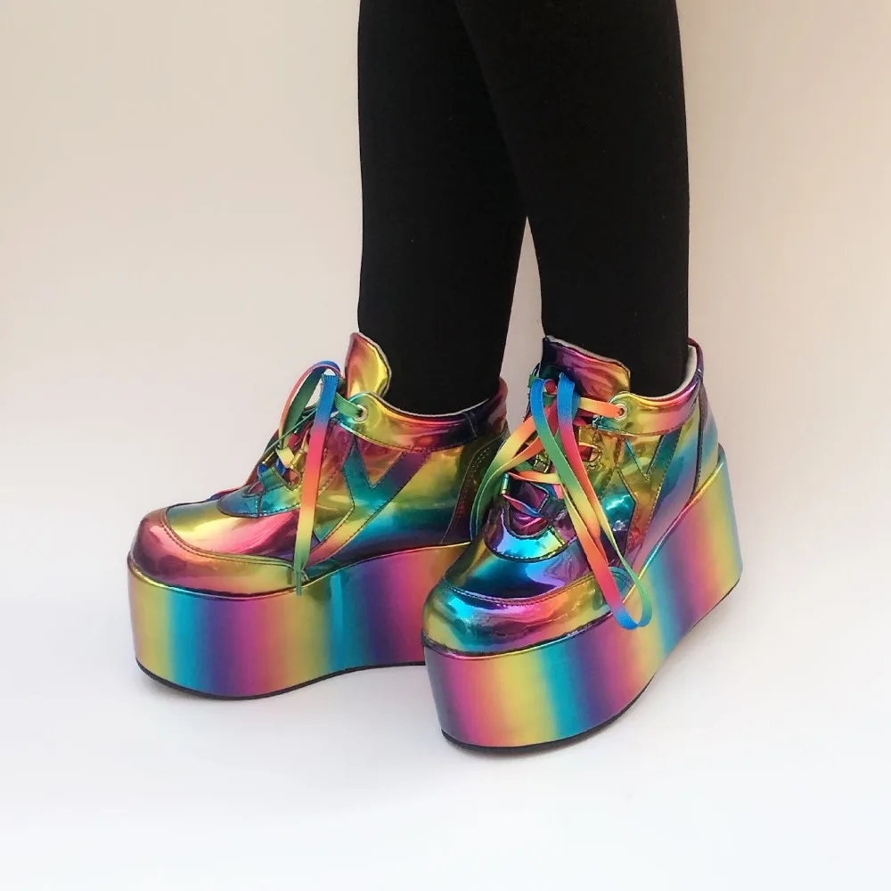Japanese-Harajuku-High-Platform-Round-Toe-Women-Lolita-Rainbow-Ankle-Boots-Lace-Up-PU-Leather-Lolita-NightClub-Stage-Boots-4