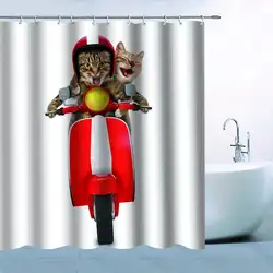 Животное кошка узор предмет для душа шторы с шлем для верховой езды красный мотоцикл водостойкий плесени