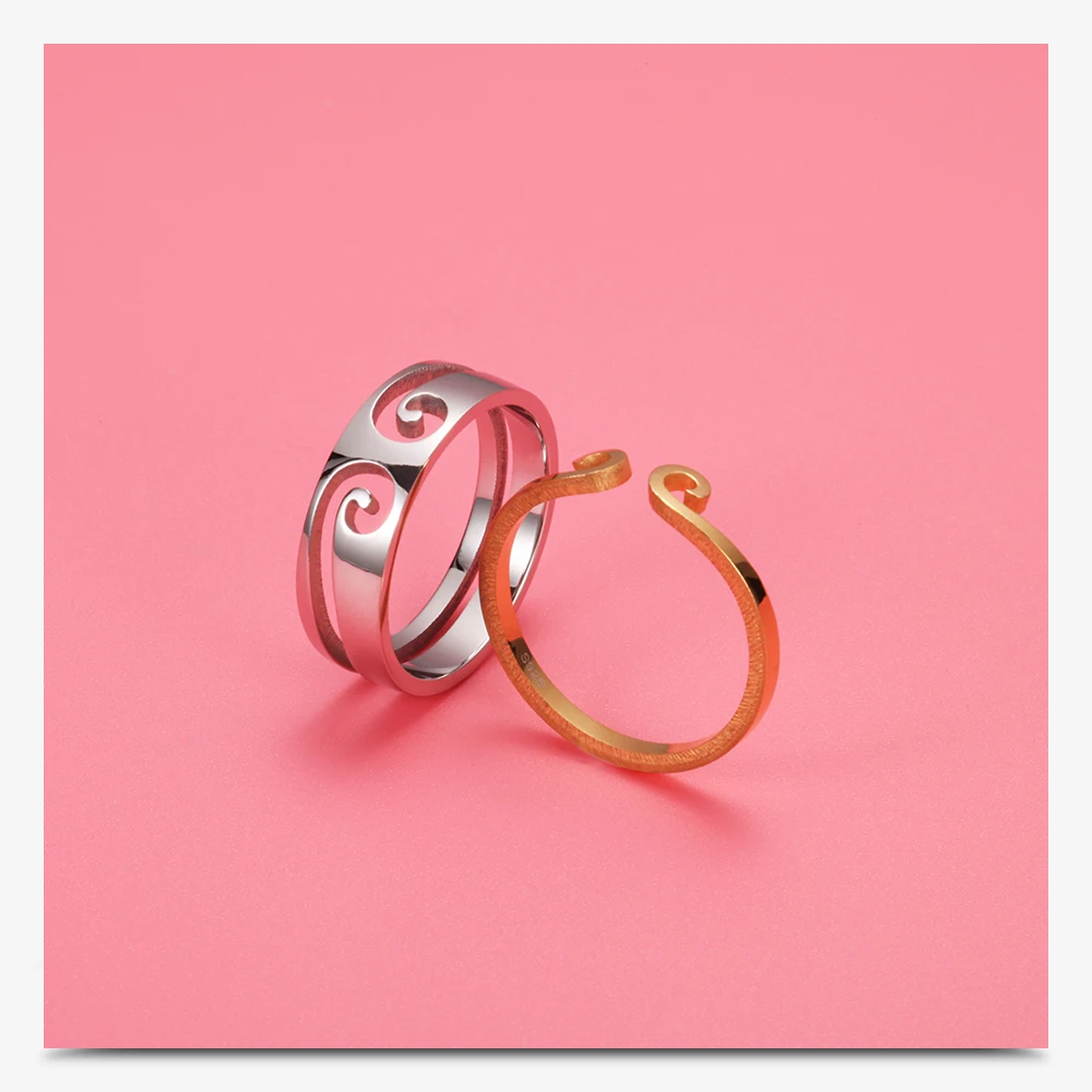 Best Selling Monkey King Gold And Silver Color Couple Rings 2 In 1 Rings Classic Design For Lovers' Valentine's Day present
