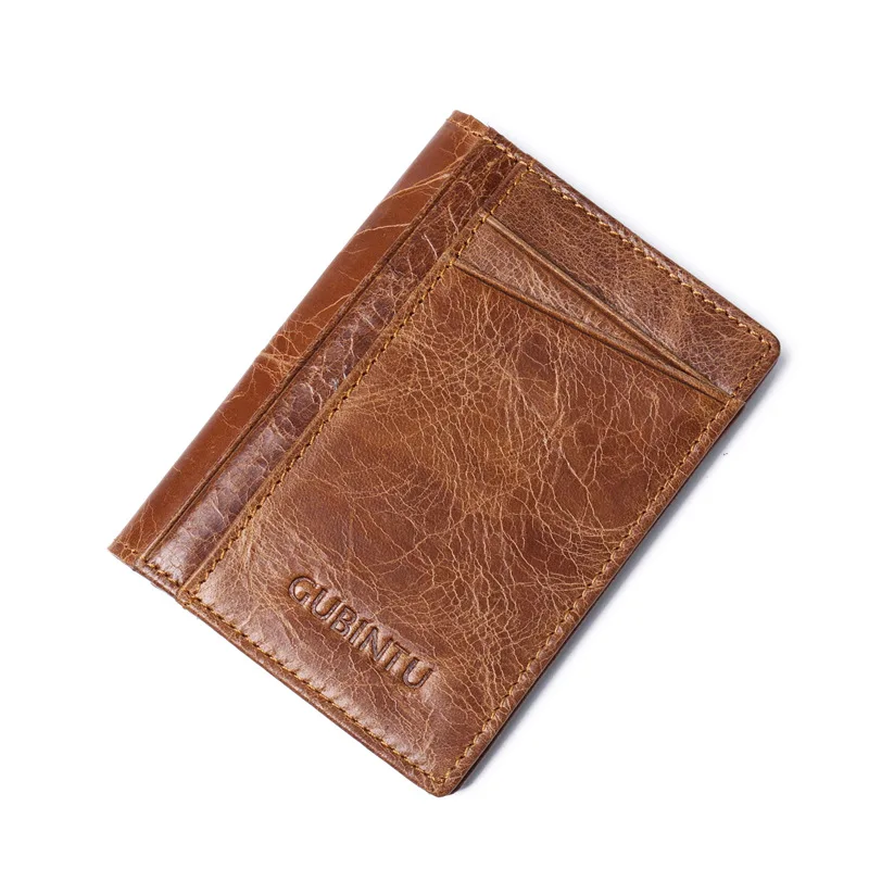 

Mens Minimalist Rfid Protection Cover Solid Purse Card & ID Holders Genuine Leather Credit Cards Wallet