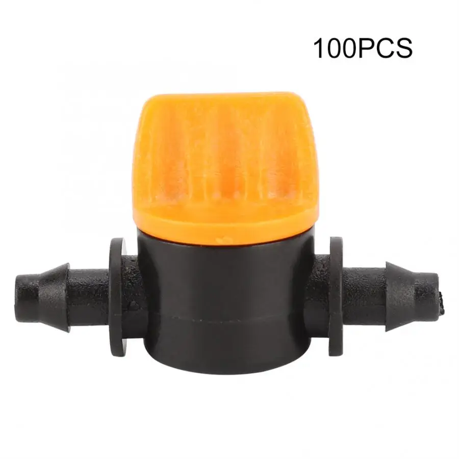 

100Pcs Garden Irrigation 2 Way PVC 4/7 Waterstop Straight Connector Hose Valve Tool with Switch Mini Watering Valve For Lawn