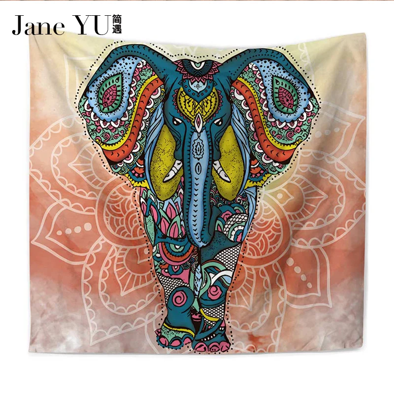 

JaneYU 150*130cm / 200*150cm Wall Carpet Elephant Tapestry Colored Printed Decorative Mandala Tapestry Indian Boho Crafts New