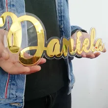 Pesonalized Baby Shower украшения знак имени пользовательские дети Babyshower акриловые Золотые Зеркальные буквы вечерние украшения для фона стены