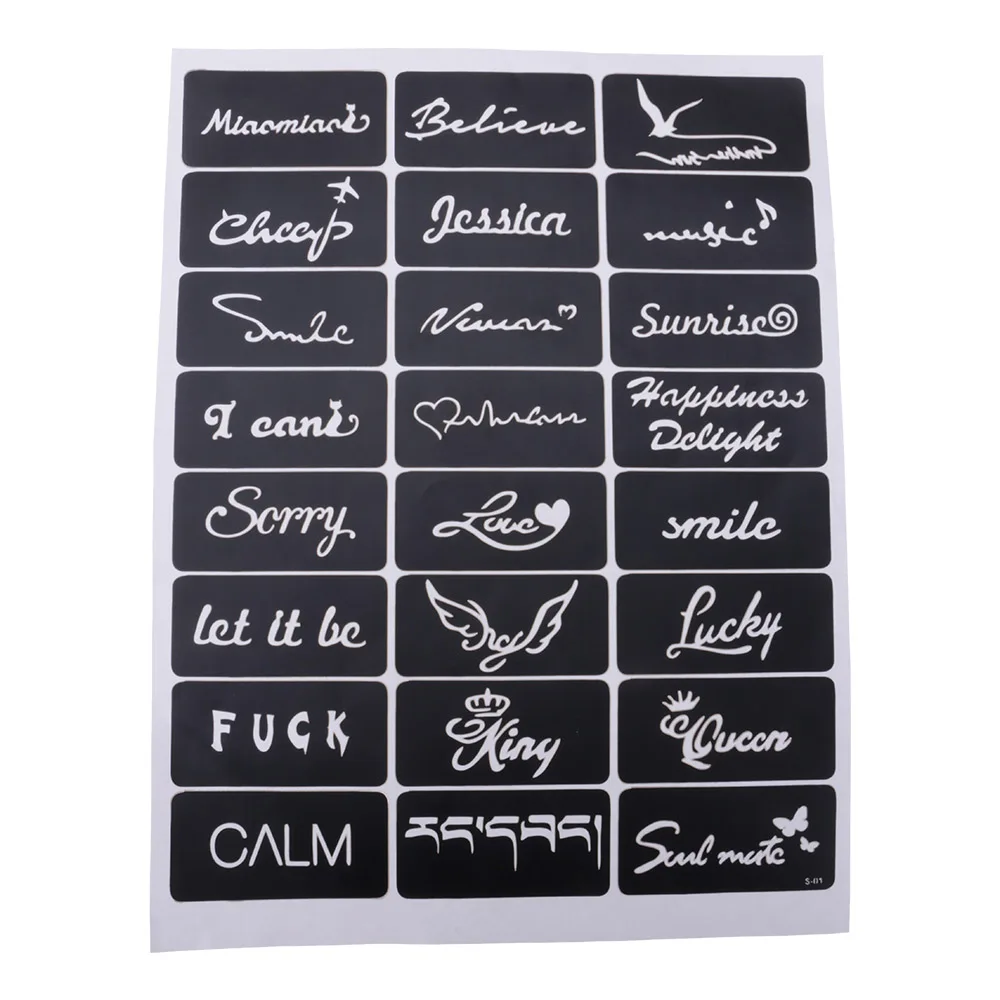 

New Semi-permanent Tattoo Stencil Body Drawing Self-Adhesive Template Stickers