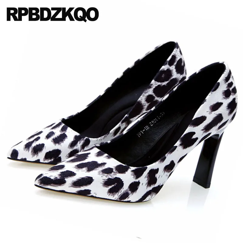 luxury leopard print high heels ladies 8cm shoes stiletto black brown thin new pointed toe size 4 34 scarpin suede 2019 pumps