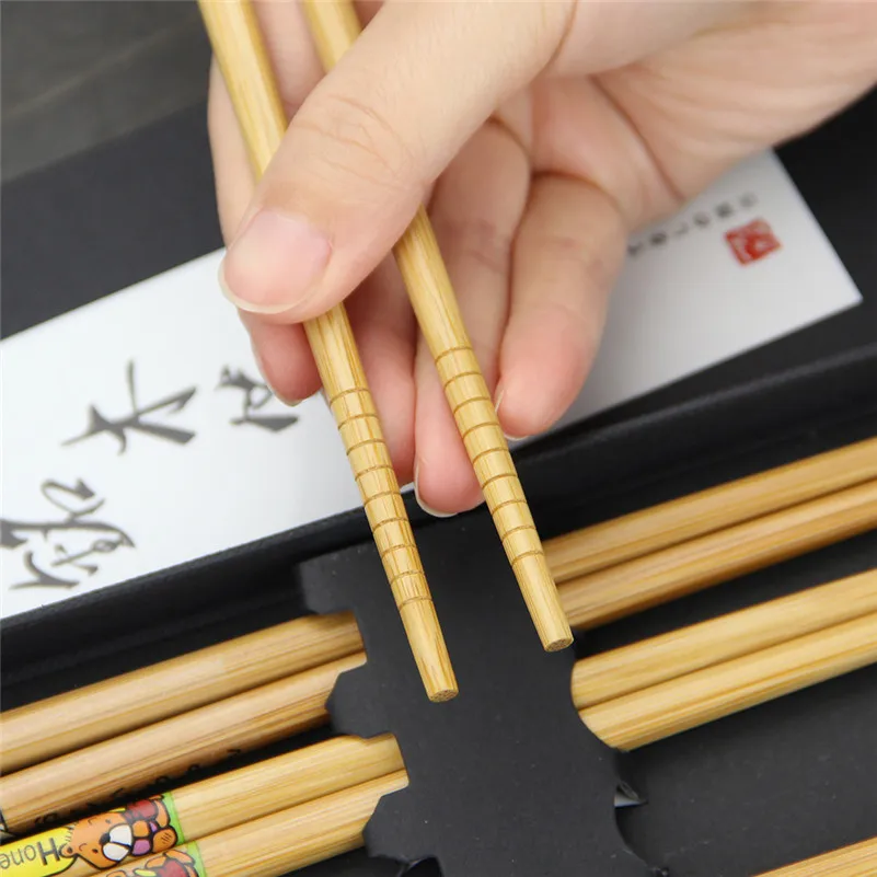 Палочки для еды 5 пар японские корейские деревянные бамбуковые красные черные ручки дизайн пара многоразовые набор палочек для еды Chop Stick