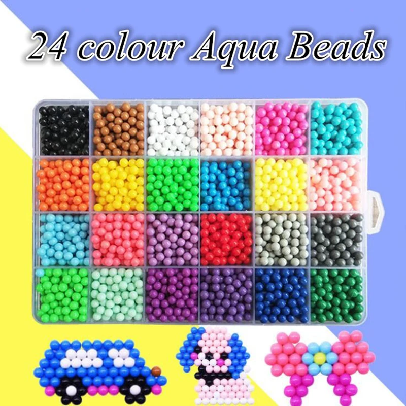 24 Color Aqua Beads Puzzle Choice 5mm Aquabeads Perlen Magic Water Beads DIY Water Spray Magic Aqua Beads Hand Making 3D Aquabes