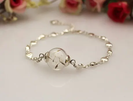 2pcs 16mm Gl Bulb Dandelion Seed Bracelets Ball 2pcs 16mm Gl Bulb Dandelion Seed Bracelets Ball Globe Good Luck In Chain Link From