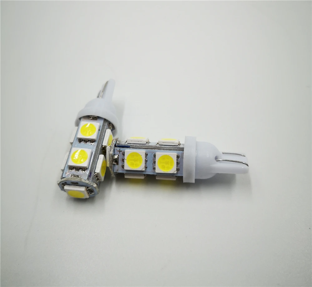 10 шт. Автомобильный светодиодный 194 168 W5W T10 9SMD 5050 светодиодный автомобильный мобильный задний указатель Поворота Боковой габаритный светильник-излучающая Диодная лампа