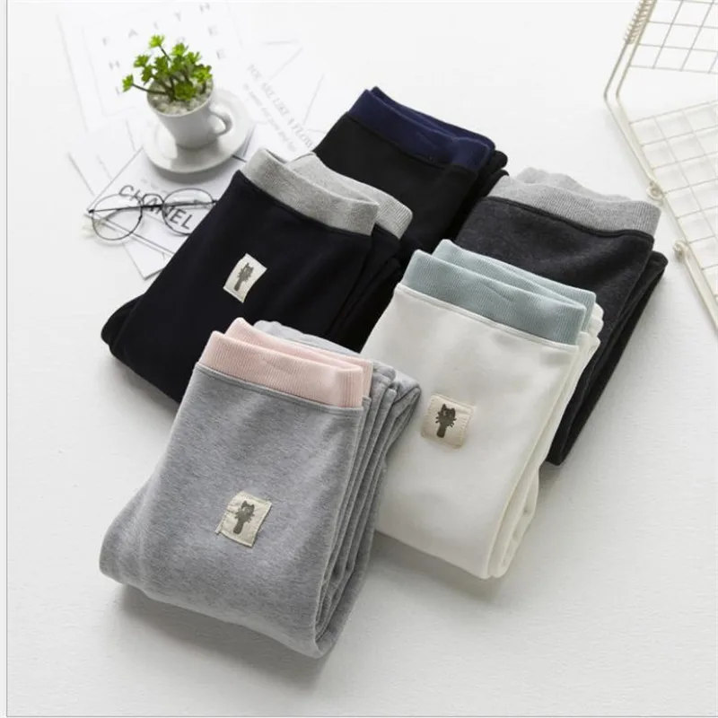 

New 2018 Autumn Women Winter Cute Cat Leggings Female Thick Soft Velvet Warm Leggins High Waist Christmas Legging Pants CQ2766