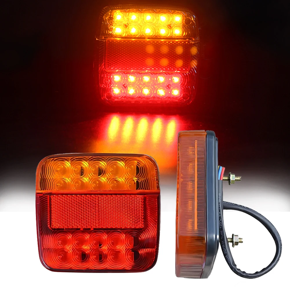 

2Pcs 12V 26 LED Taillight Turn Signal Light Rear Brake Stop Light Number License Plate Lamp For Car Truck Trailer Boat E-Marked