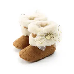 2019 г., модные зимние ботинки для новорожденных девочек Мягкие плюшевые ботиночки для девочек, Нескользящие зимние ботинки теплые милые