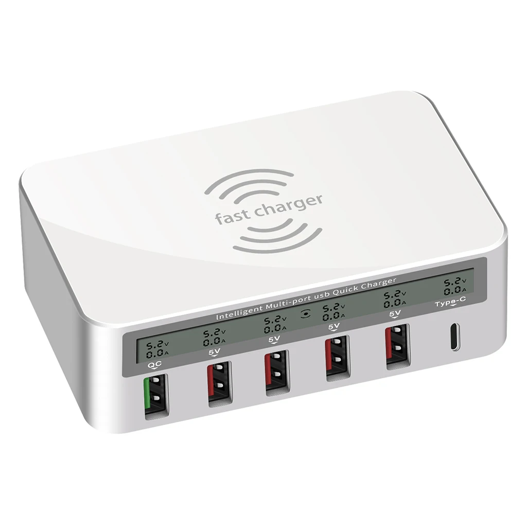 

Smart Multi-port USB HUB Charging Station QI Wireless Charging Quick Charge 3.0 Type C Charger Adapter For iPhone SAMSUNG