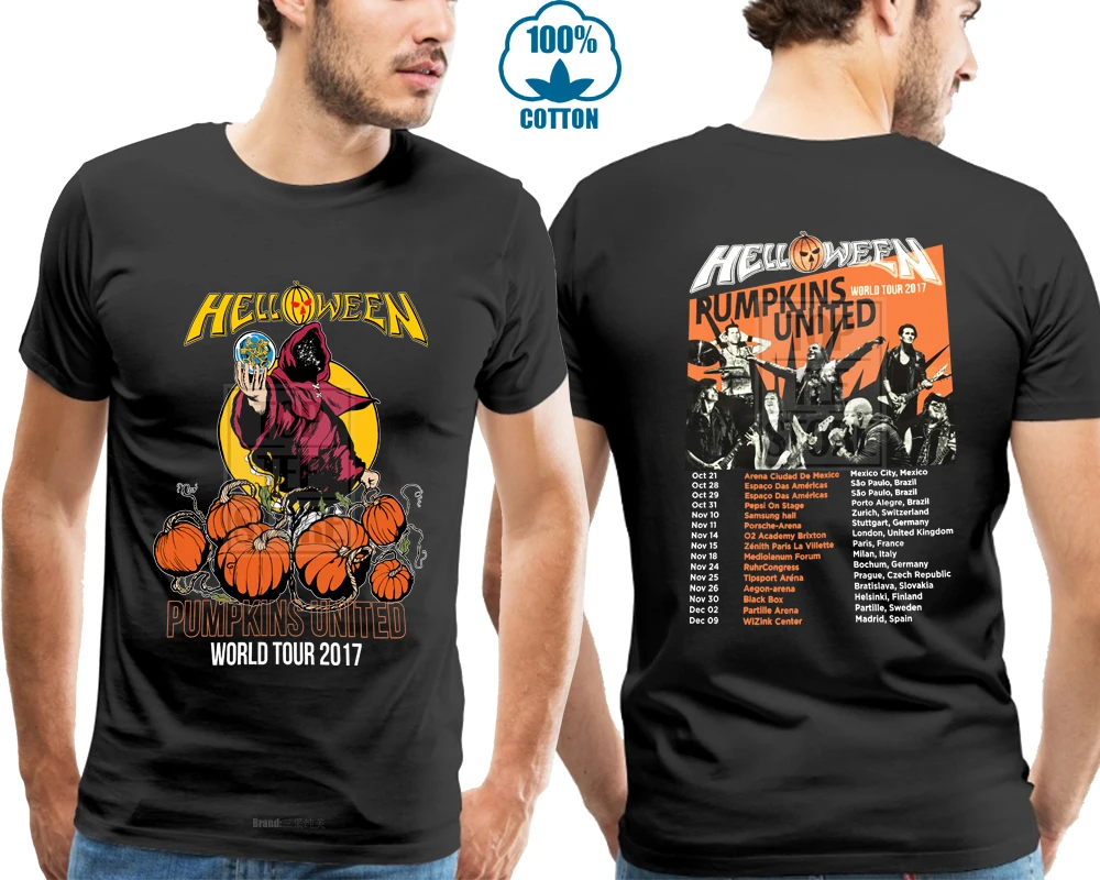 Helloween Pumkins Юнайтед Тур 2018 Мужская черная футболка S 4Xl|t shirt|black t shirtshirt |