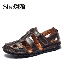 She ERA/мужские сандалии ручной работы; мужская кожаная обувь; Повседневная летняя обувь; сандалии-гладиаторы; Мужская обувь; мужские шлепанцы