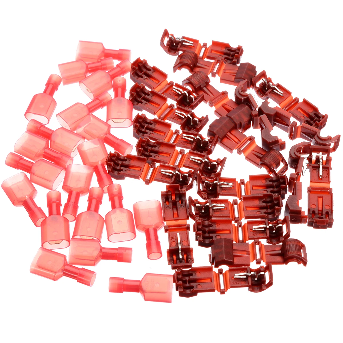 

40PCS Plastic Male Insulated Quick Splice Lock Wire Terminals Connectors & Red T-Taps Set Automobile Connecting Card Parts