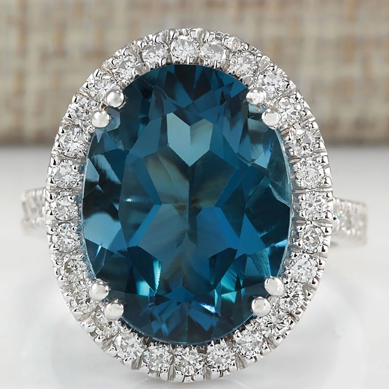 

Classic Large Oval Blue/Purple Stone Rings For Women Luxury Jewelry Crystal Zircon Ring Bague Engagement Ring Anillos L3K152