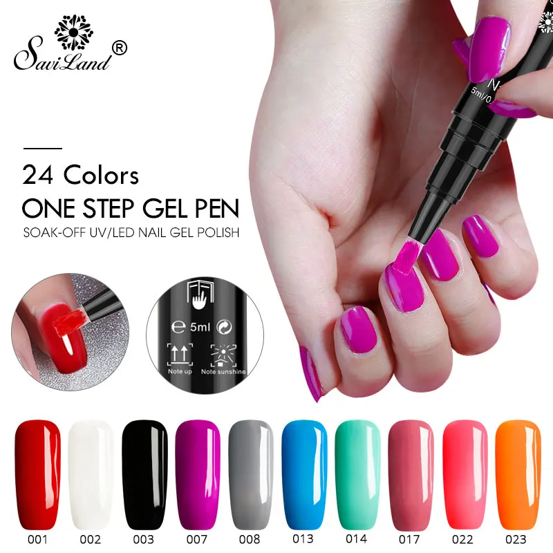 

Saviland 3 In 1Step Gel Nail Varnish Pen Glitter Uv Led lamp Multi-color Optional DIY One Step Nail Gel Polish Pencil