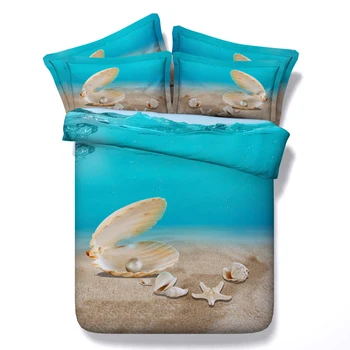 

beach shell 3d print comforter bedding sets bedsclothes twin full queen king cal king size duvet covers Children's bedroom woven