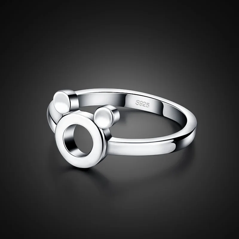 Girl cute silver bijoux 925sterling silver ring Mickey design solid
