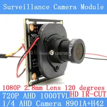 Color HD CMOS 1000TVL AHD CCTV Camera Module 1080P 2.8mm Lens surveillance cameras IR-CUT dual-filter switch BNC / OSD cable