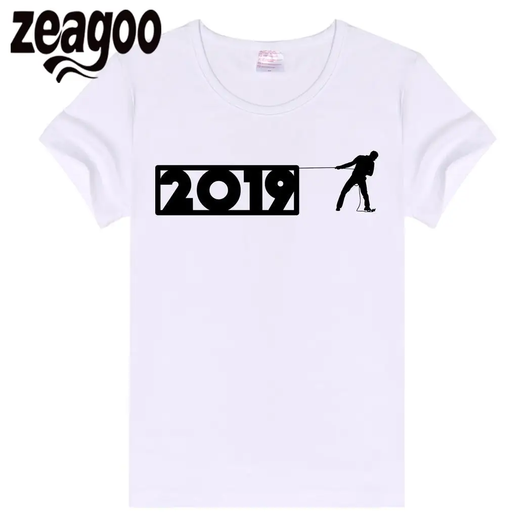 Zeagoo рукавом Повседневное, шеи экипажа Slim Fit мягкие короткие Для женщин футболка белая 2019 идет