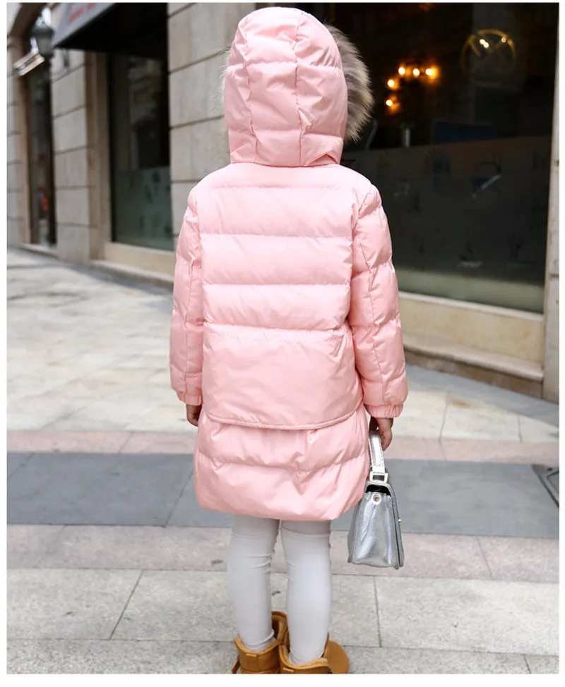 Новое поступление года, зимнее хлопковое пальто для девочек детское длинное стильное пальто с капюшоном плотное Детское пальто хлопковая стеганая одежда с искусственным мехом