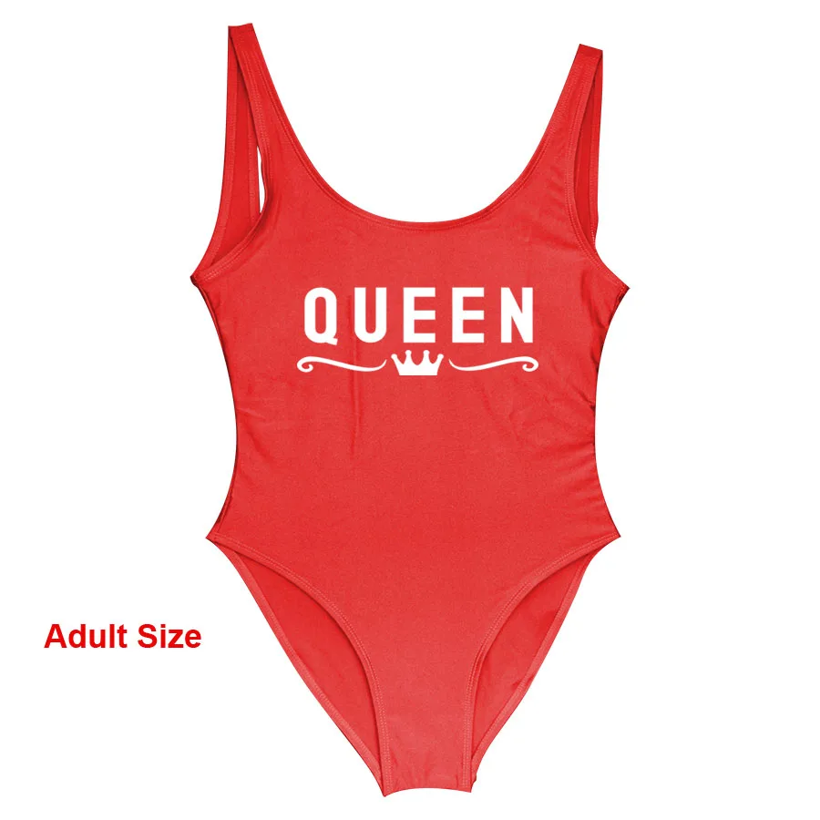 Одежда для мамы и дочки; детский цельный купальник с надписью «queen& Princess»; одежда для купания для мамы и ребенка; купальные костюмы для мамы и ребенка; бикини - Цвет: Adult Red