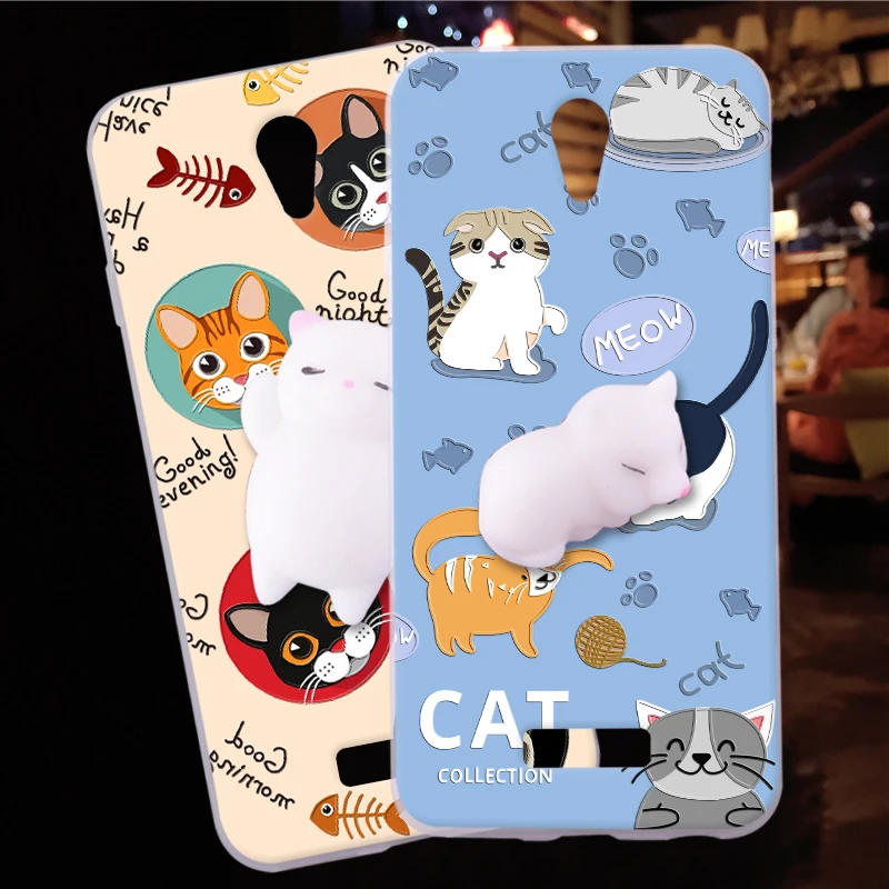 

Soft Silicone Phone Case For Highscreen Power Five Pro Shell Relax Cat 3D Squishy Pinch Cover Fundas For Highscreen Power 5 pro
