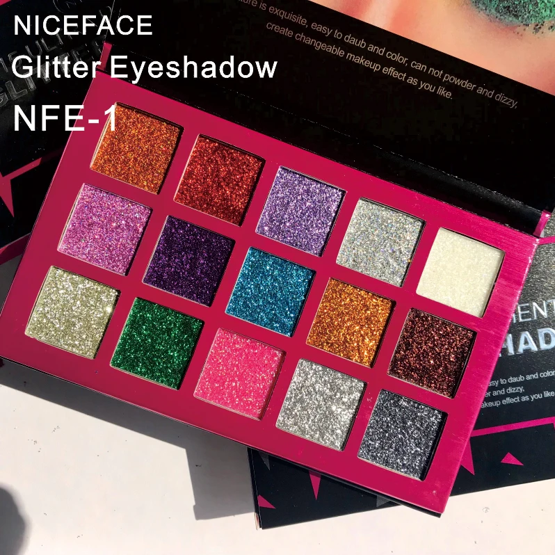 

NFE1 Niceface 15 colors Glitter Eye Shadow Face Makeup Glitter Eyeshadow Make Up Cosmetic Pigment Glitters