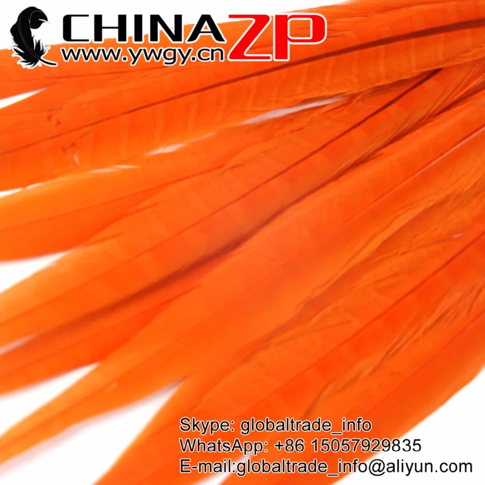 

Manufacturer in CHINAZP Factory 100pcs/lot 30-35cm Orange Dyed Ringneck Pheasant Tail Feathers