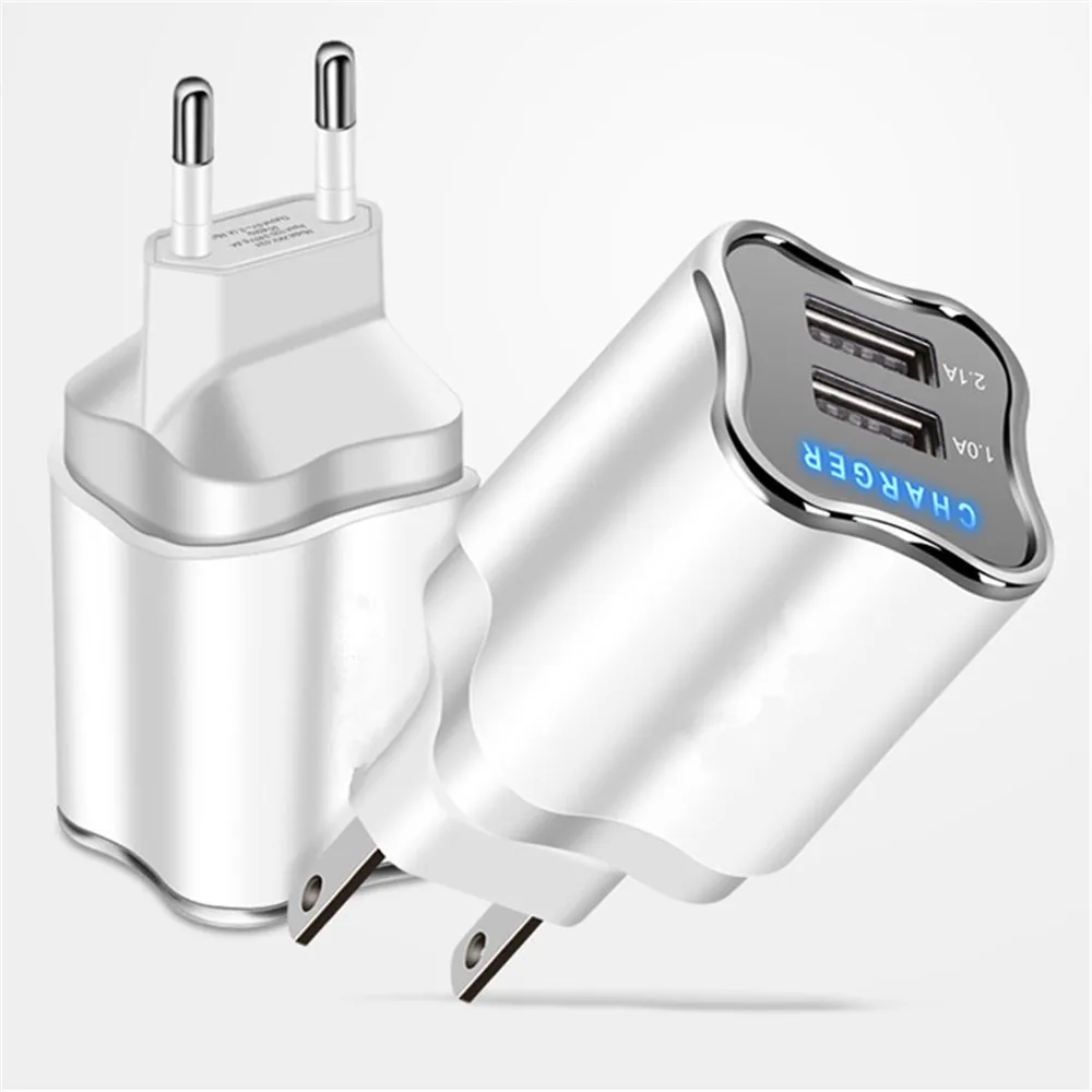 

Portable LED USB Charger EU USA 2 Plug Good Charging Travel Wall Mobile Phone Charger For iphone ipad Samsung Xiaomi Huawei
