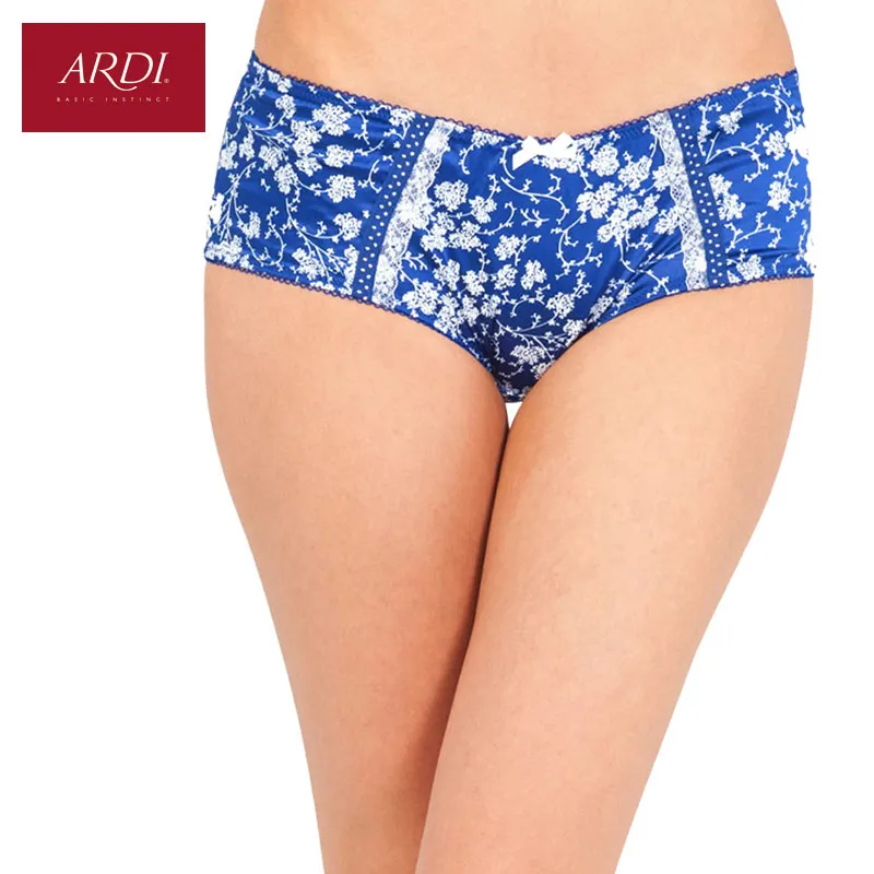 Woman's Briefs Satin Floral Printing White with Black Blue Large Size S M L ARDI Free Delivery S2021-23 |