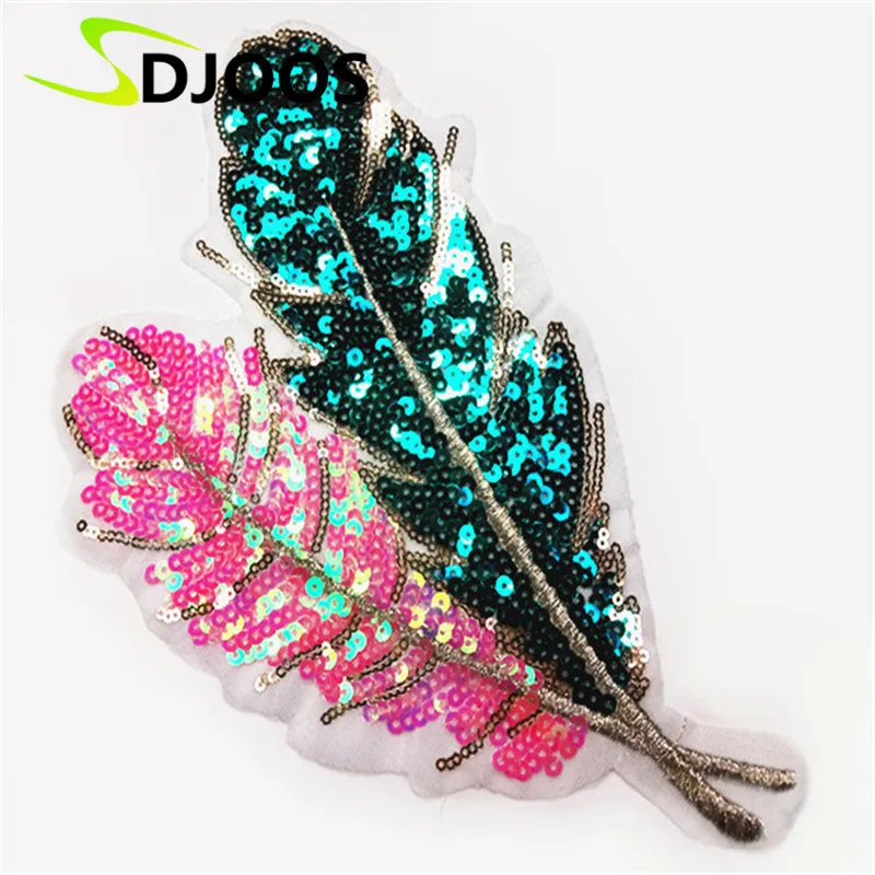 

Fashion Leaf Shape Embroidered Patches for clothes Jeans Vest Stickers Logo Sew on Sequin Patches for Clothes DIY Applications