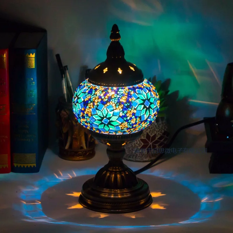 Kaufen Mediterranen stil Art Deco Türkische Mosaik Tisch Lampe Handarbeit mosaik Glas romantische bett licht