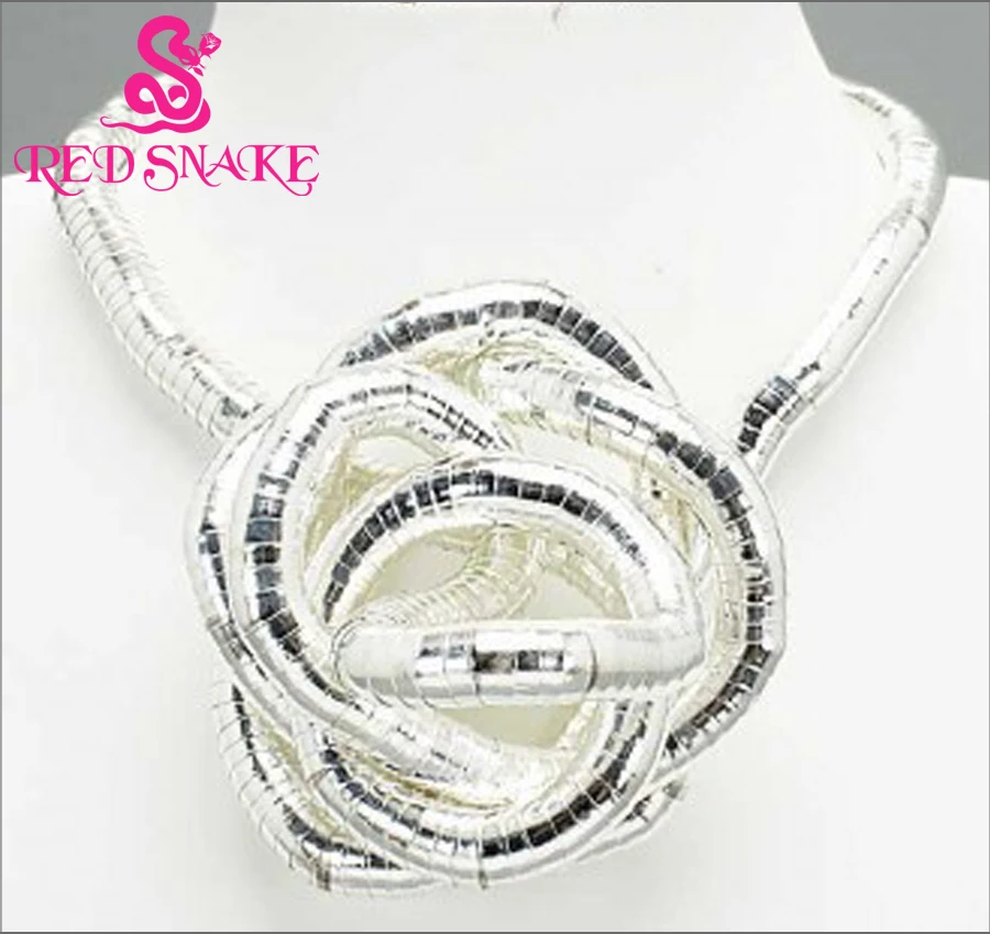 

RED SNAKE Retail Guaranteed 100%Silver Plated Punk Necklace Twistable Flexible Bendable Bendy Snake Necklace Manufactory Price