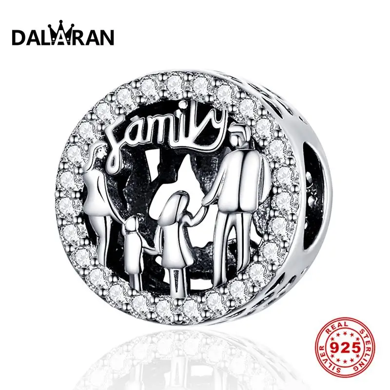 

DALARAN DIY Bracelets Necklace Charms 925 Sterling Silver Beads Openwork Family With Love For Jewelry Making Handmade Women Gift