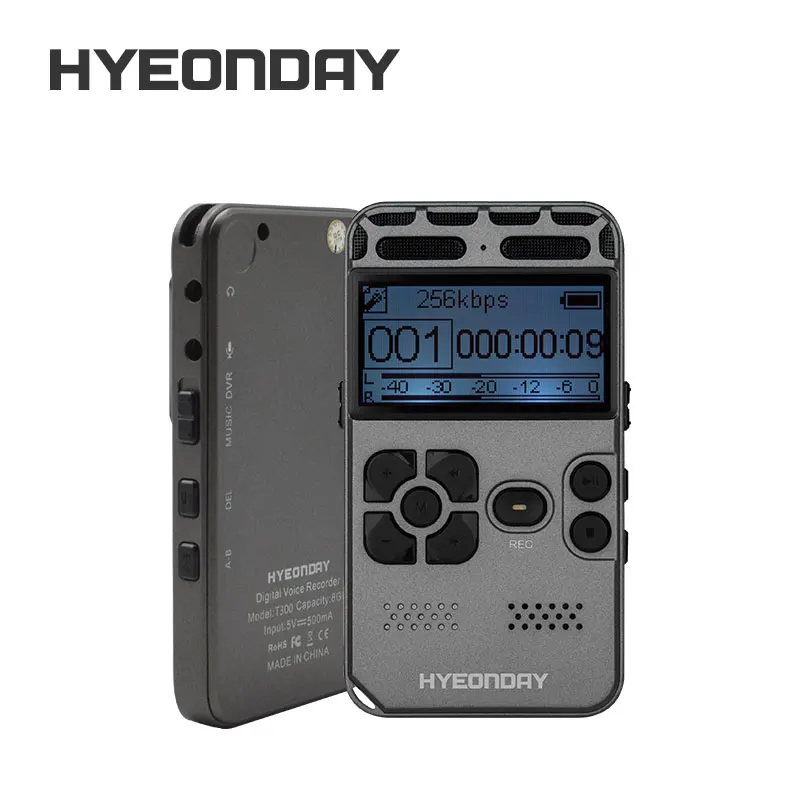 

Digital Voice Recorder Audio Recorders T300 Dictaphone MP3 Player With Earphone 1536kbps 8GB Memory Noise Reduction LED Display