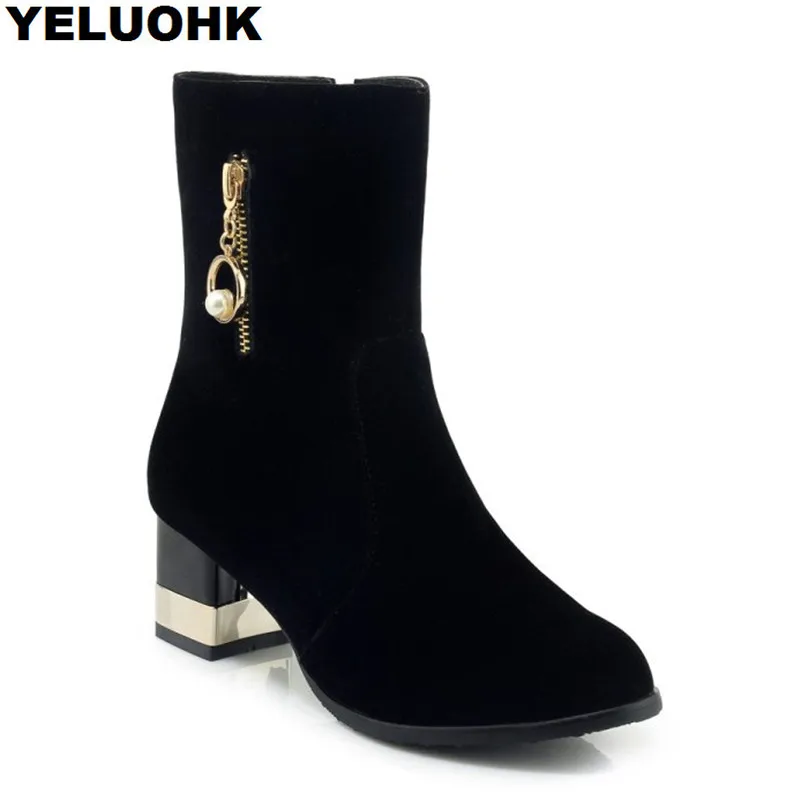 

New Ankle Boots Women 2018 Autumn Shoes Women Short Boots Rhinestone High Heels Ladies Shoes Pumps Black Heels Large Size