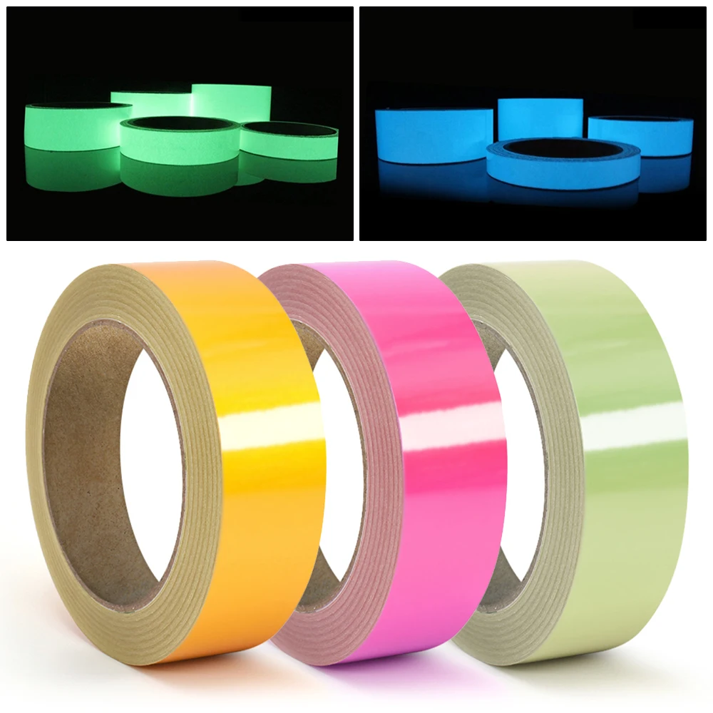 

1.5 Cm X 3 M Reflective Glow Tape Self-adhesive Sticker Removable Luminous Tape Fluorescent Glowing Dark Striking Warning Tape