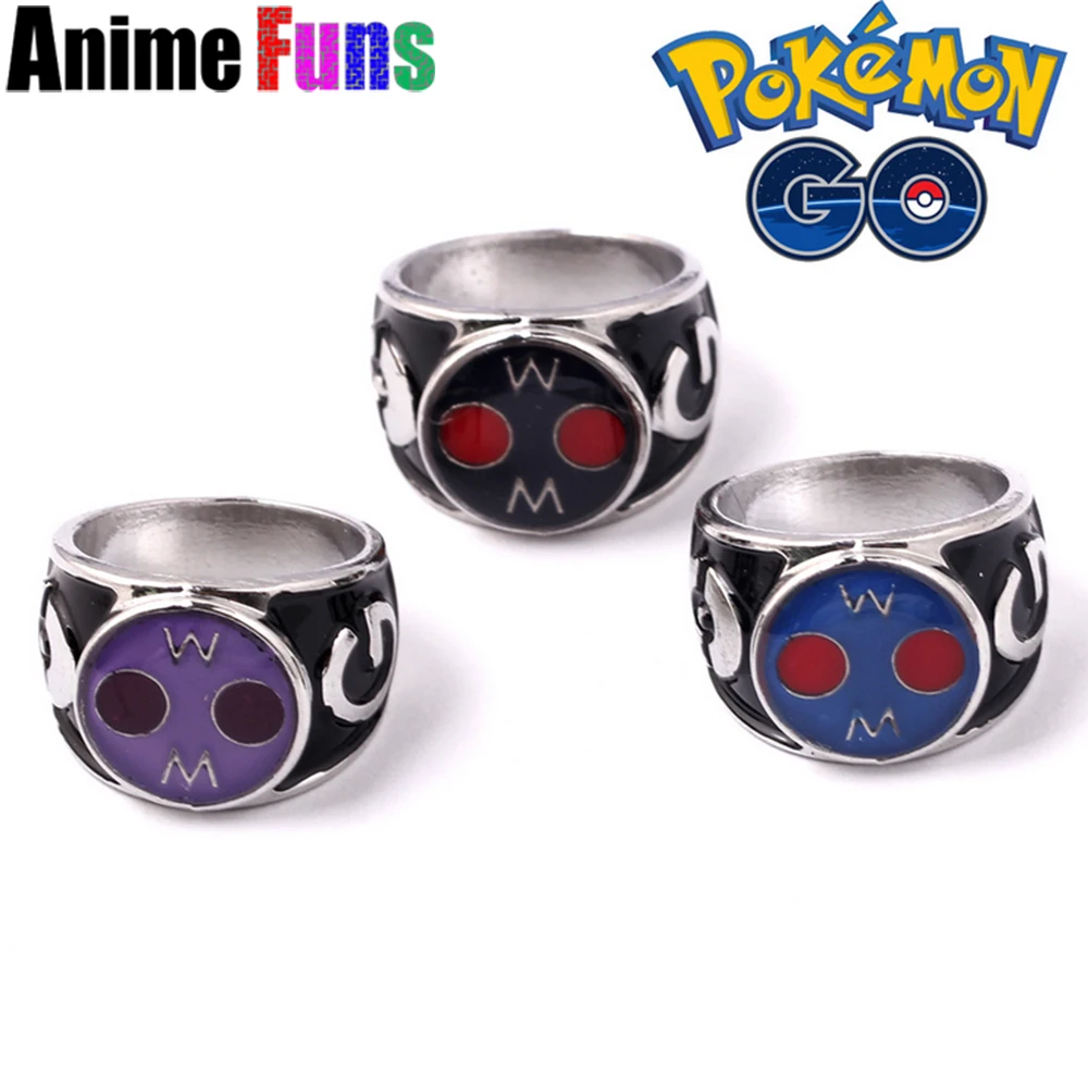 3 style Pokemon Go W Cosplay Rings Pocket Monster Zinc Alloy Ring Charm
