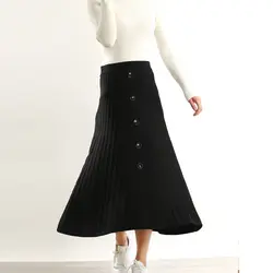 2019 свитер женские плиссированные юбки длинные плиссированная юбка макси юбка миди Высокая Талия Elascity Повседневное вечерние юбка