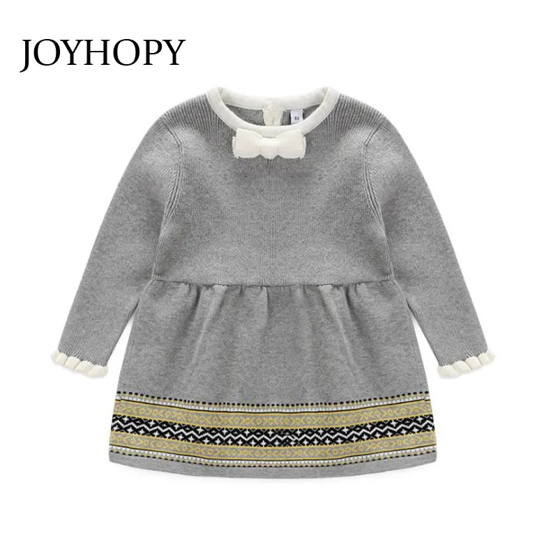 

JOYHOPY Baby dress Spring style children's clothes baby girl Clothes Knit newborn Princess dress Long Sleeve
