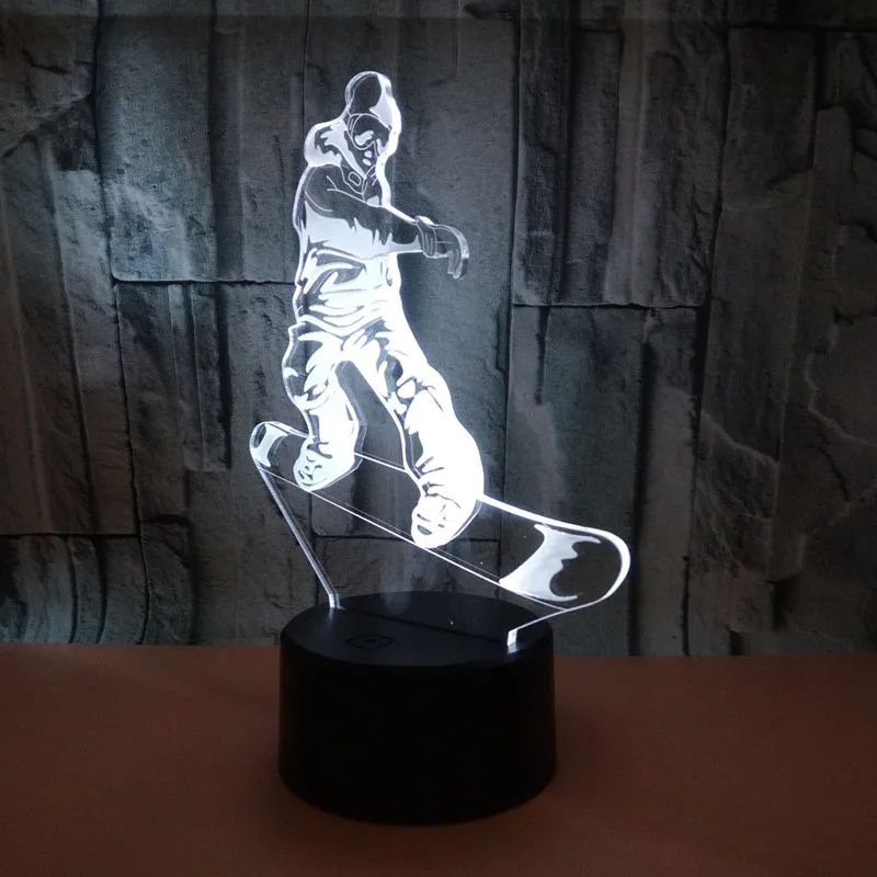 

YIMIA Creative 3D Visual Skier Skiing Led Night Light 7 Color Home Table Party Bar Decor Lamp Boys Man Kids Favor Best Gifts