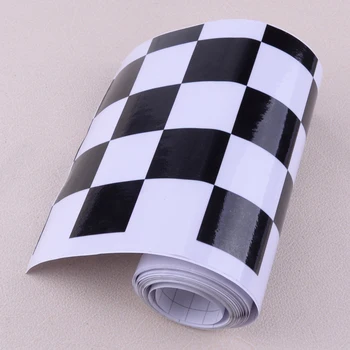

beler 1Pc Vinyl Black&White Universal Checkered Flag Decal Tape Racing Car Motorcycle Bicycle Stickers