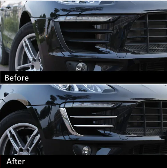 

Car Styling 6pcs For Porsche Macan 2014-17 ABS Mirror Front Headlight Eyebrow Trim Strips Auto exterior Modified